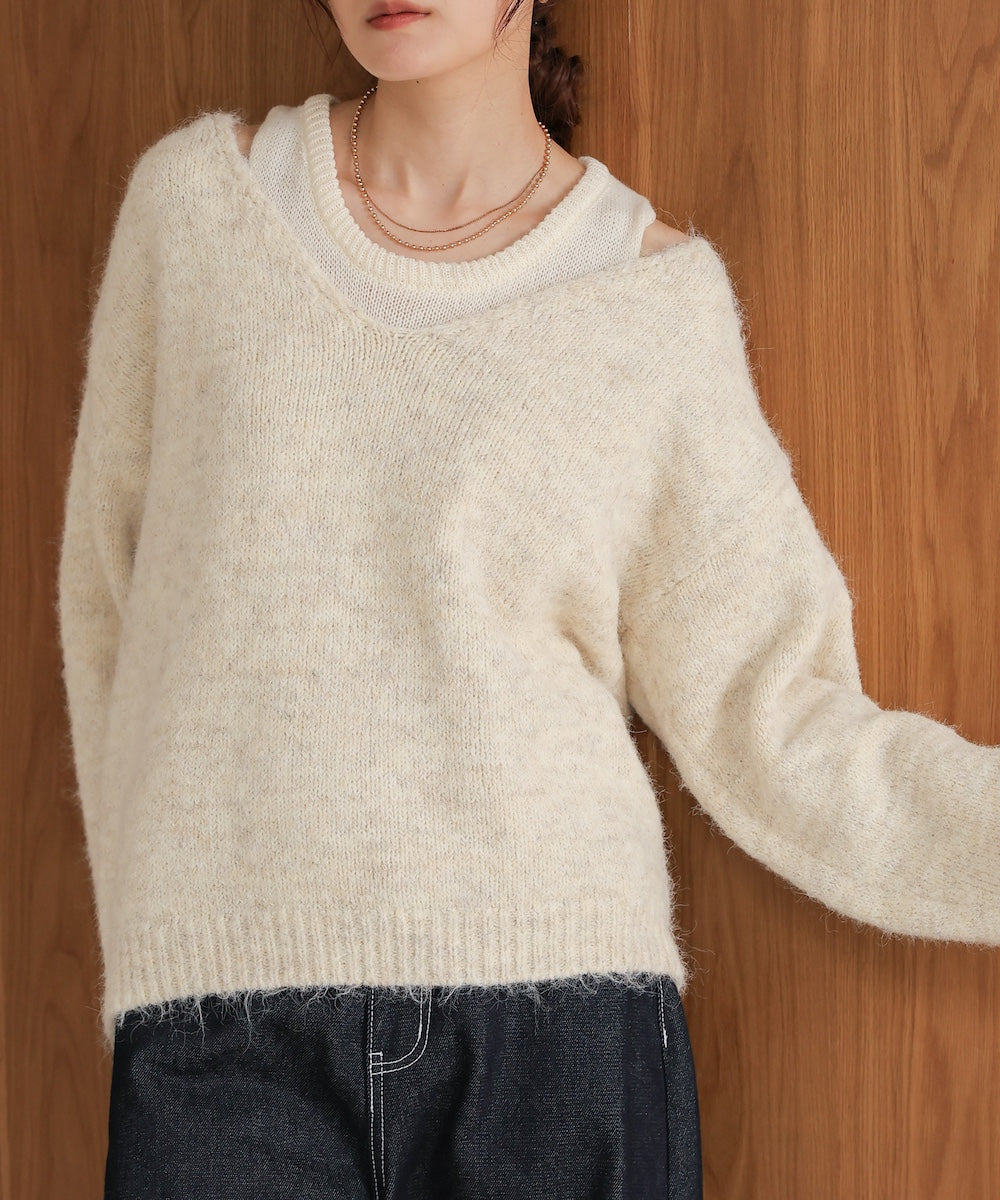 ［KNIT20％OFF］v-neck knit pullover with tank