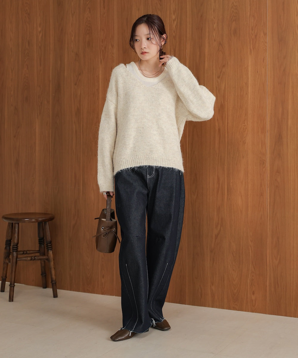 ［KNIT20％OFF］v-neck knit pullover with tank