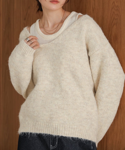 ［KNIT20％OFF］v-neck knit pullover with tank