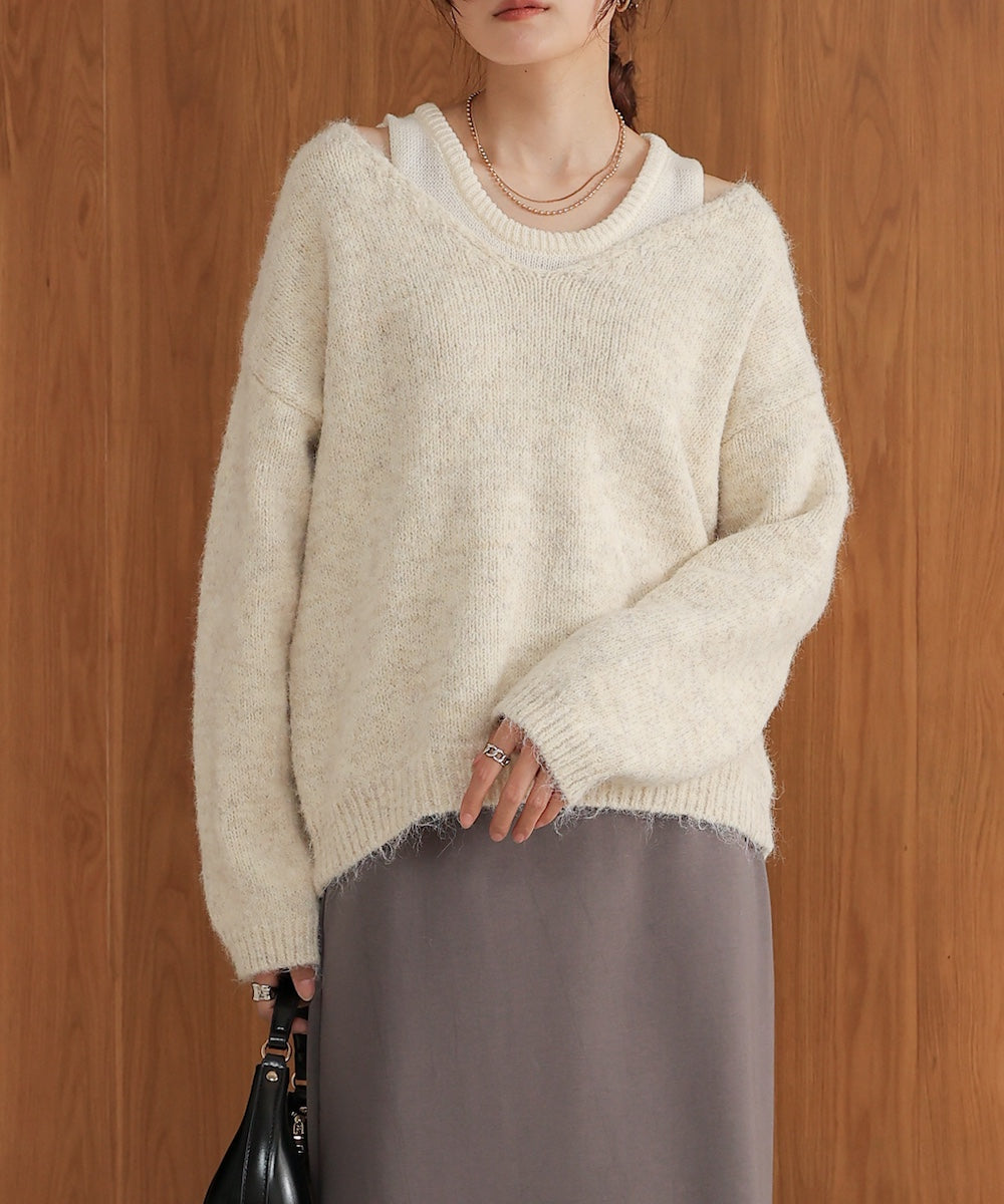 ［KNIT20％OFF］v-neck knit pullover with tank