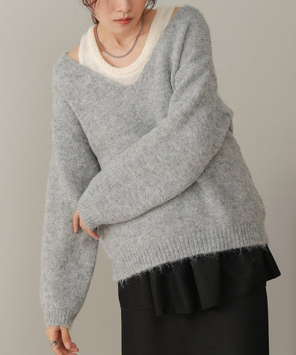 ［KNIT20％OFF］v-neck knit pullover with tank