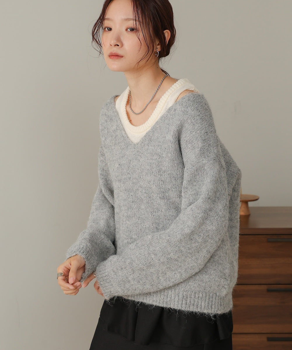 ［KNIT20％OFF］v-neck knit pullover with tank