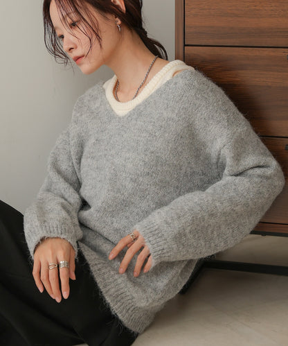 ［KNIT20％OFF］v-neck knit pullover with tank