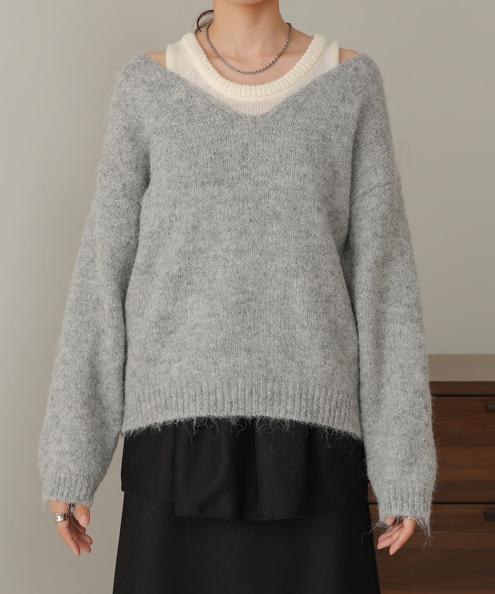 ［KNIT20％OFF］v-neck knit pullover with tank