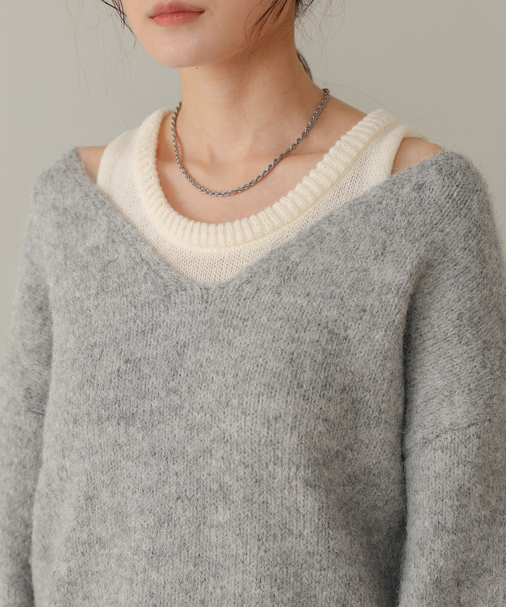 ［KNIT20％OFF］v-neck knit pullover with tank