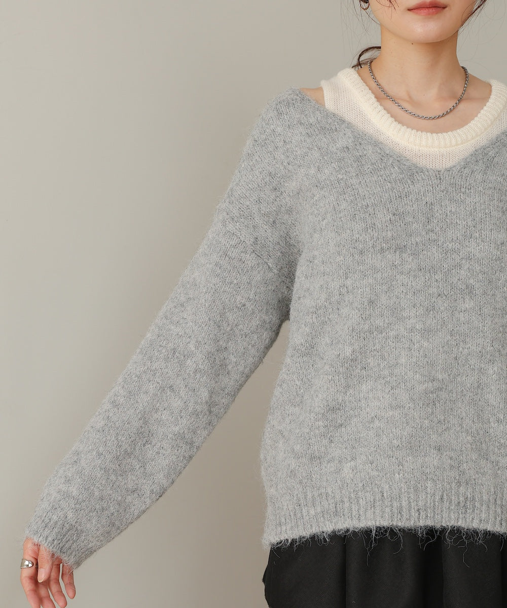 ［KNIT20％OFF］v-neck knit pullover with tank