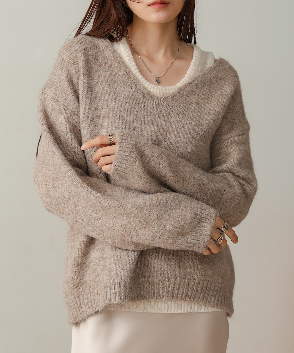 ［KNIT20％OFF］v-neck knit pullover with tank