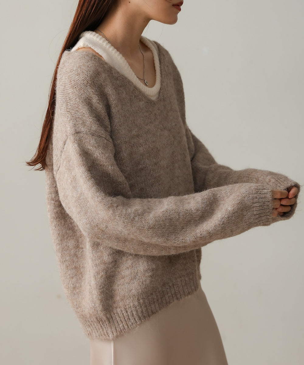 ［KNIT20％OFF］v-neck knit pullover with tank