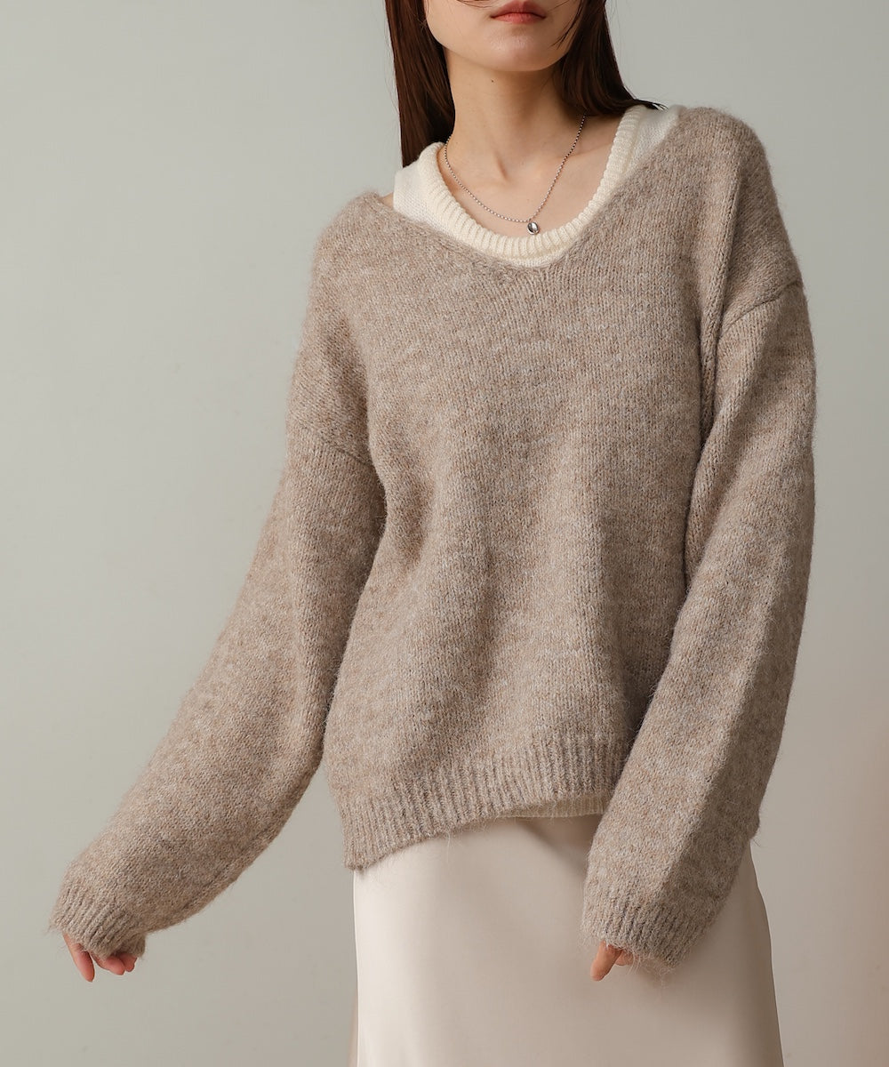 ［KNIT20％OFF］v-neck knit pullover with tank