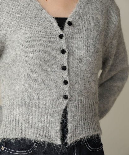 ［KNIT20％OFF］short shaggy covered-button cardigan