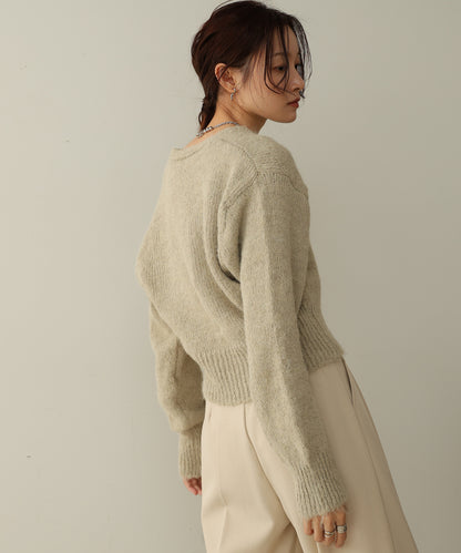 ［KNIT20％OFF］short shaggy covered-button cardigan