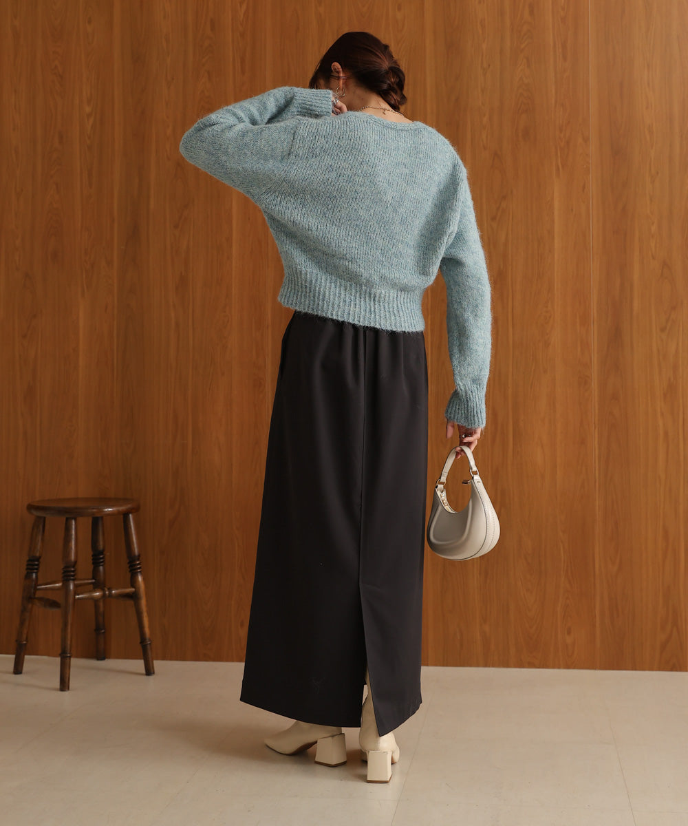 ［KNIT20％OFF］short shaggy covered-button cardigan