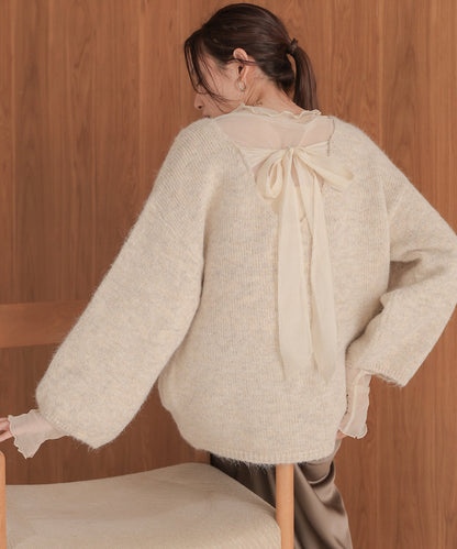 ［KNIT20％OFF］back ribbon knit pullover