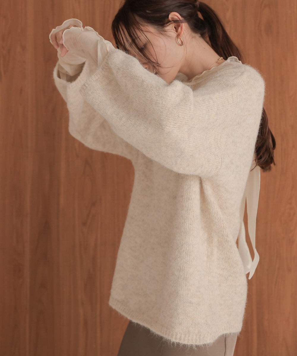 ［KNIT20％OFF］back ribbon knit pullover