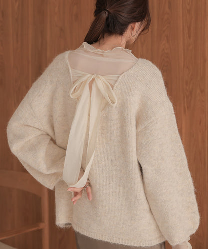 ［KNIT20％OFF］back ribbon knit pullover