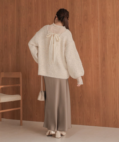 ［KNIT20％OFF］back ribbon knit pullover