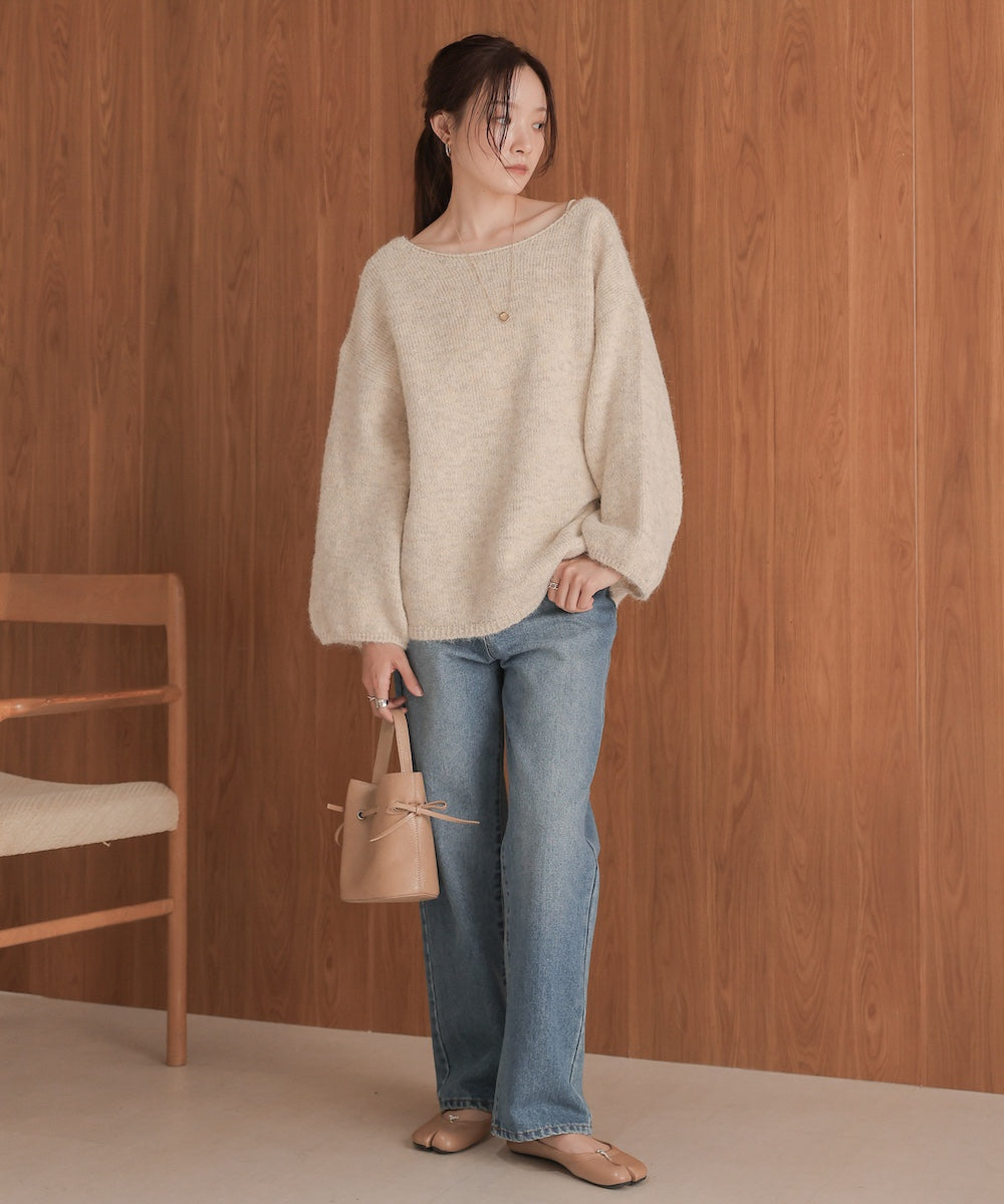 ［KNIT20％OFF］back ribbon knit pullover