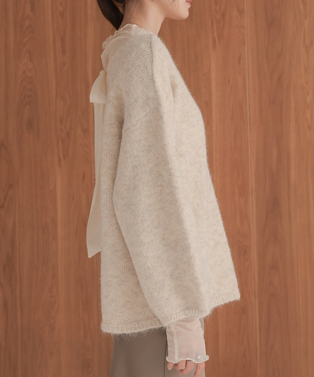 ［KNIT20％OFF］back ribbon knit pullover