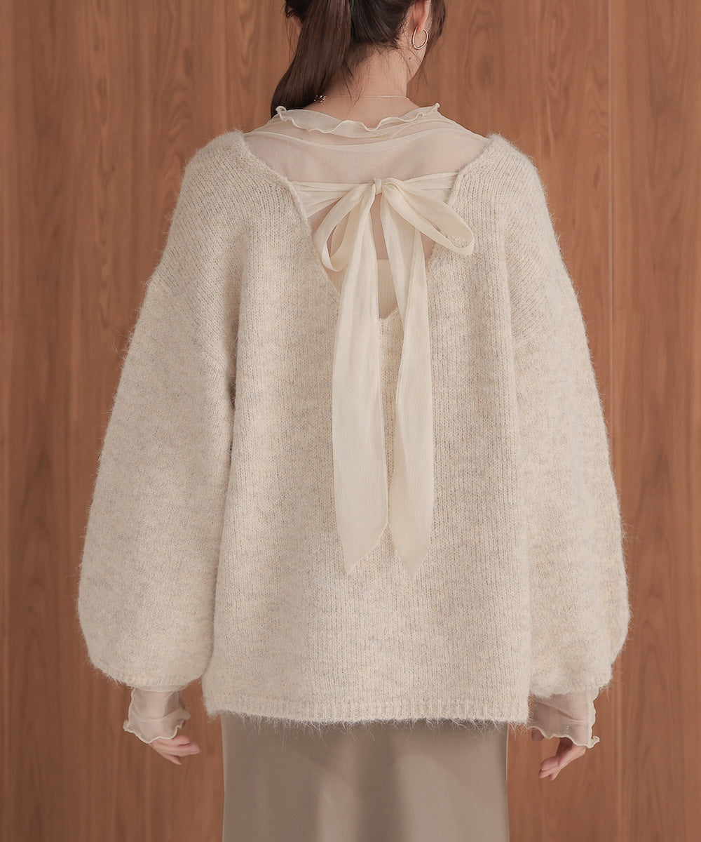 ［KNIT20％OFF］back ribbon knit pullover