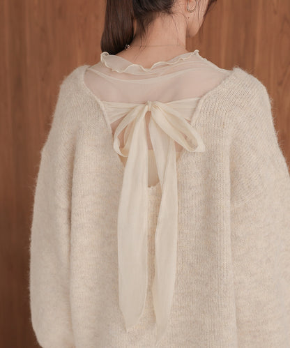 ［KNIT20％OFF］back ribbon knit pullover