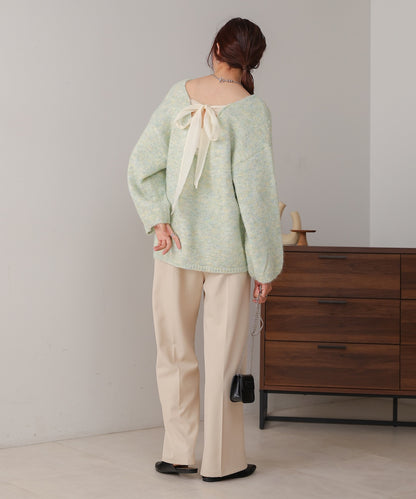 ［KNIT20％OFF］back ribbon knit pullover