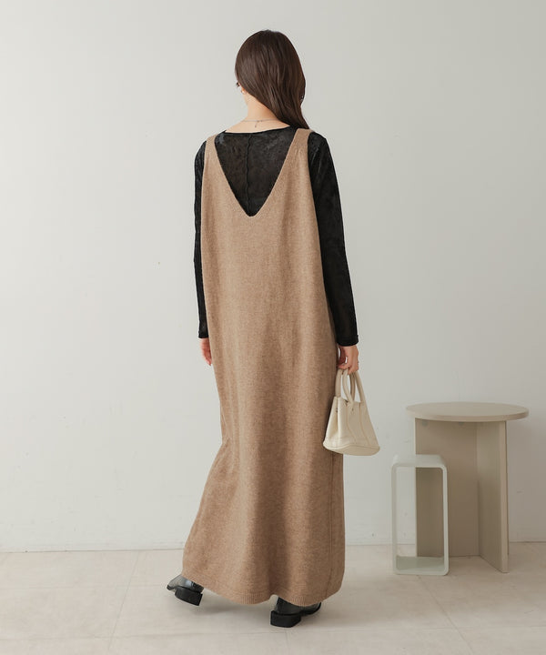 button design knit jumper dress