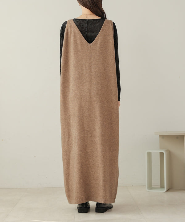 button design knit jumper dress