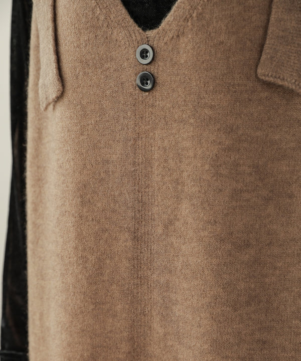 button design knit jumper dress