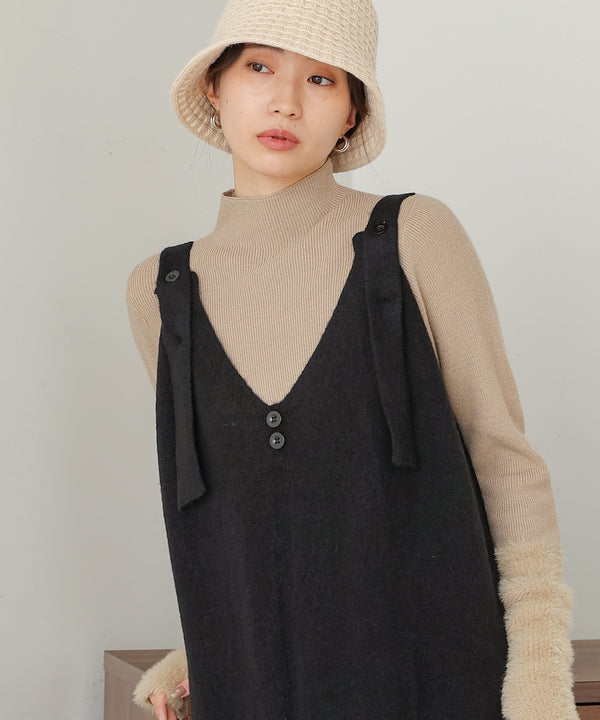 button design knit jumper dress