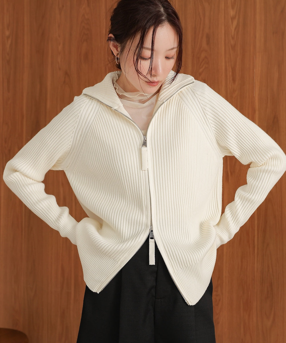 ［KNIT20％OFF］w zip rib knit cardigan