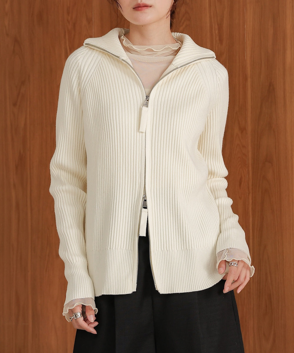 ［KNIT20％OFF］w zip rib knit cardigan