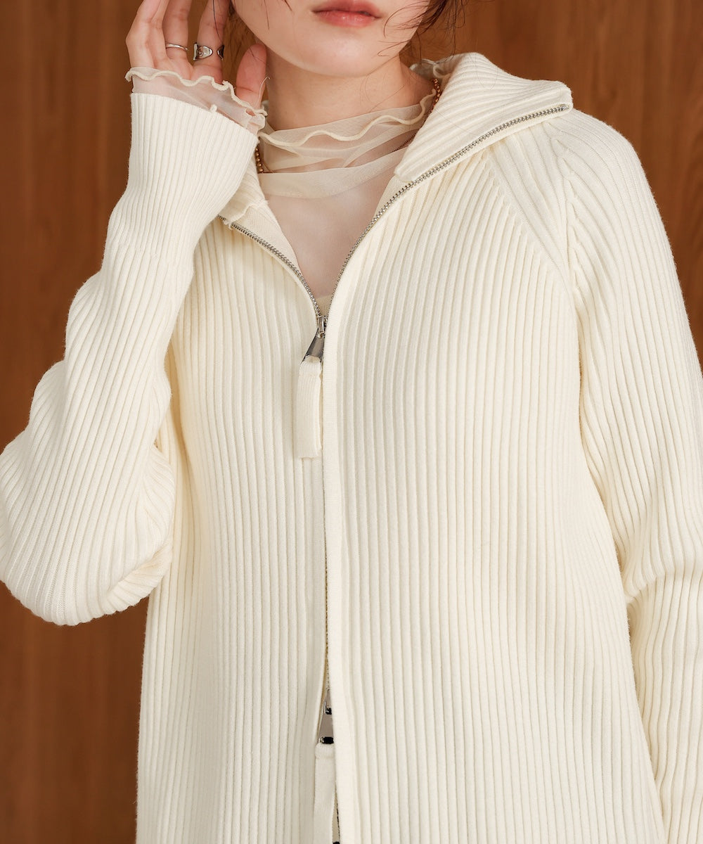 ［KNIT20％OFF］w zip rib knit cardigan