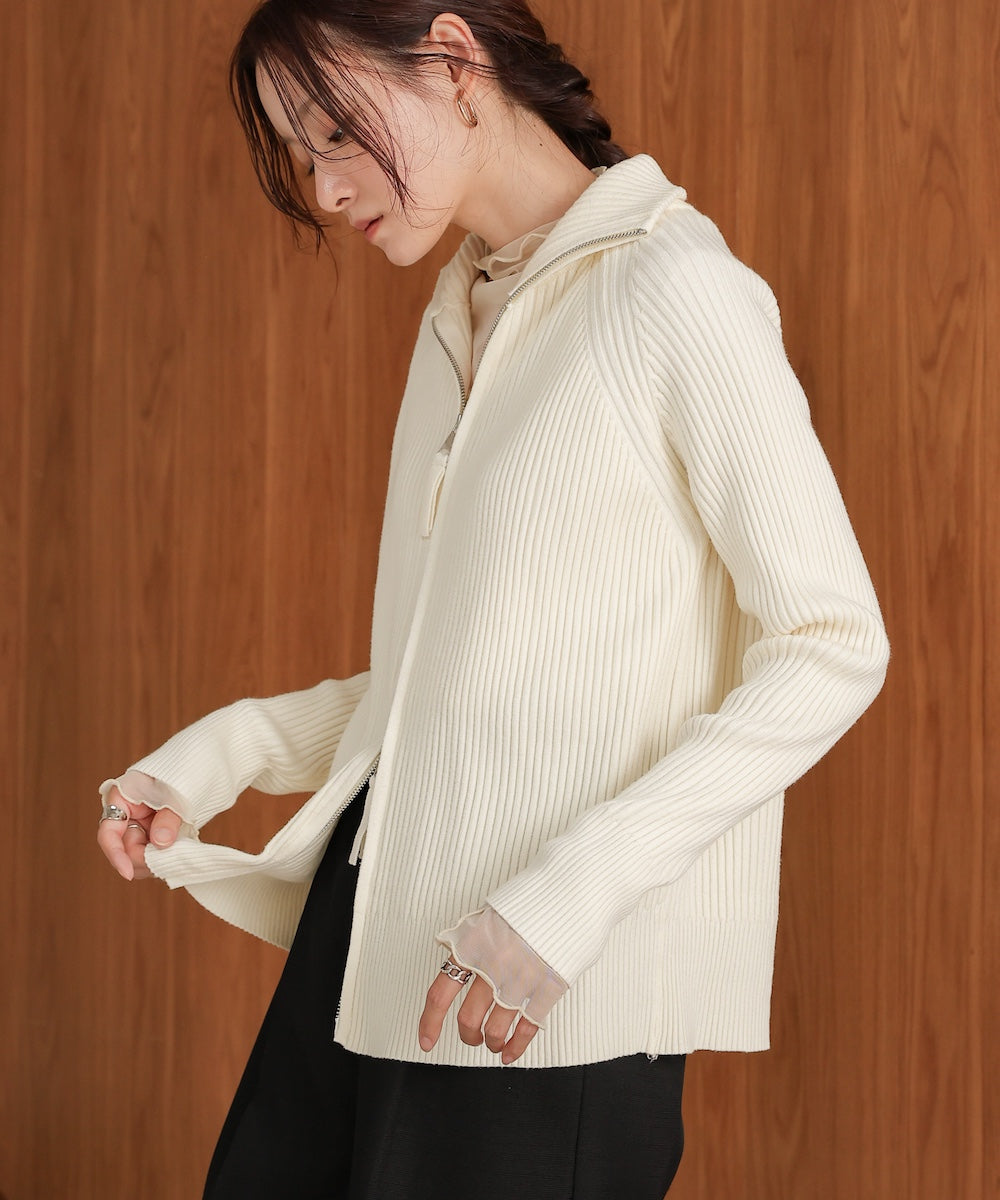 ［KNIT20％OFF］w zip rib knit cardigan