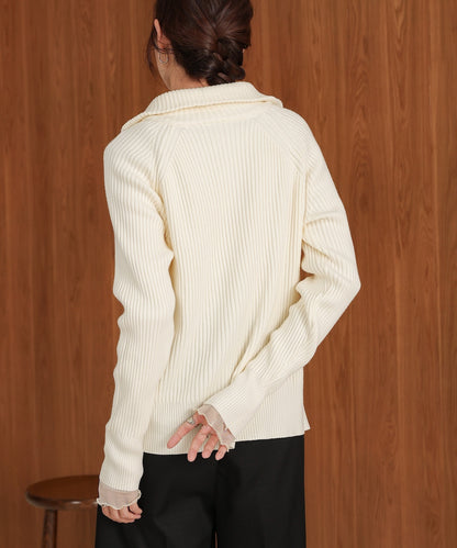 ［KNIT20％OFF］w zip rib knit cardigan