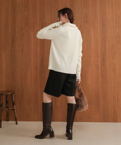 ［KNIT20％OFF］w zip rib knit cardigan