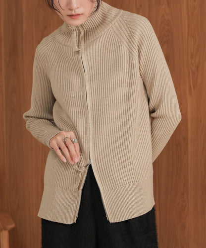 ［KNIT20％OFF］w zip rib knit cardigan