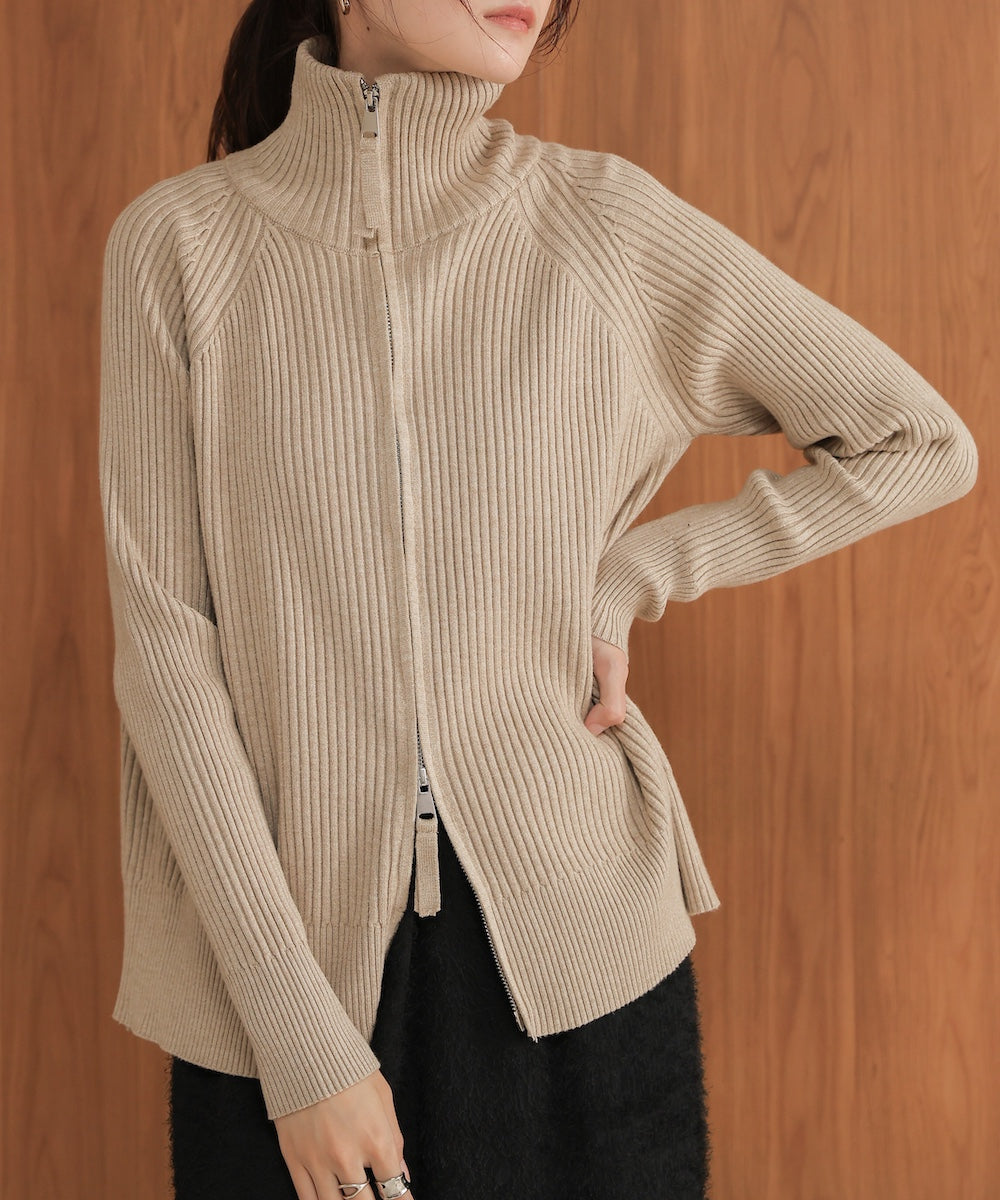 ［KNIT20％OFF］w zip rib knit cardigan