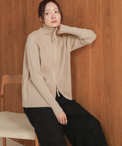 ［KNIT20％OFF］w zip rib knit cardigan