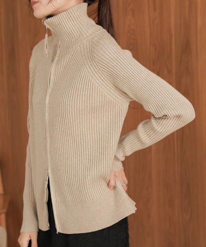 ［KNIT20％OFF］w zip rib knit cardigan