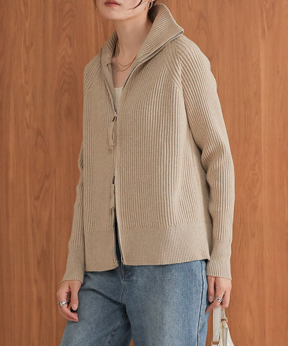 ［KNIT20％OFF］w zip rib knit cardigan