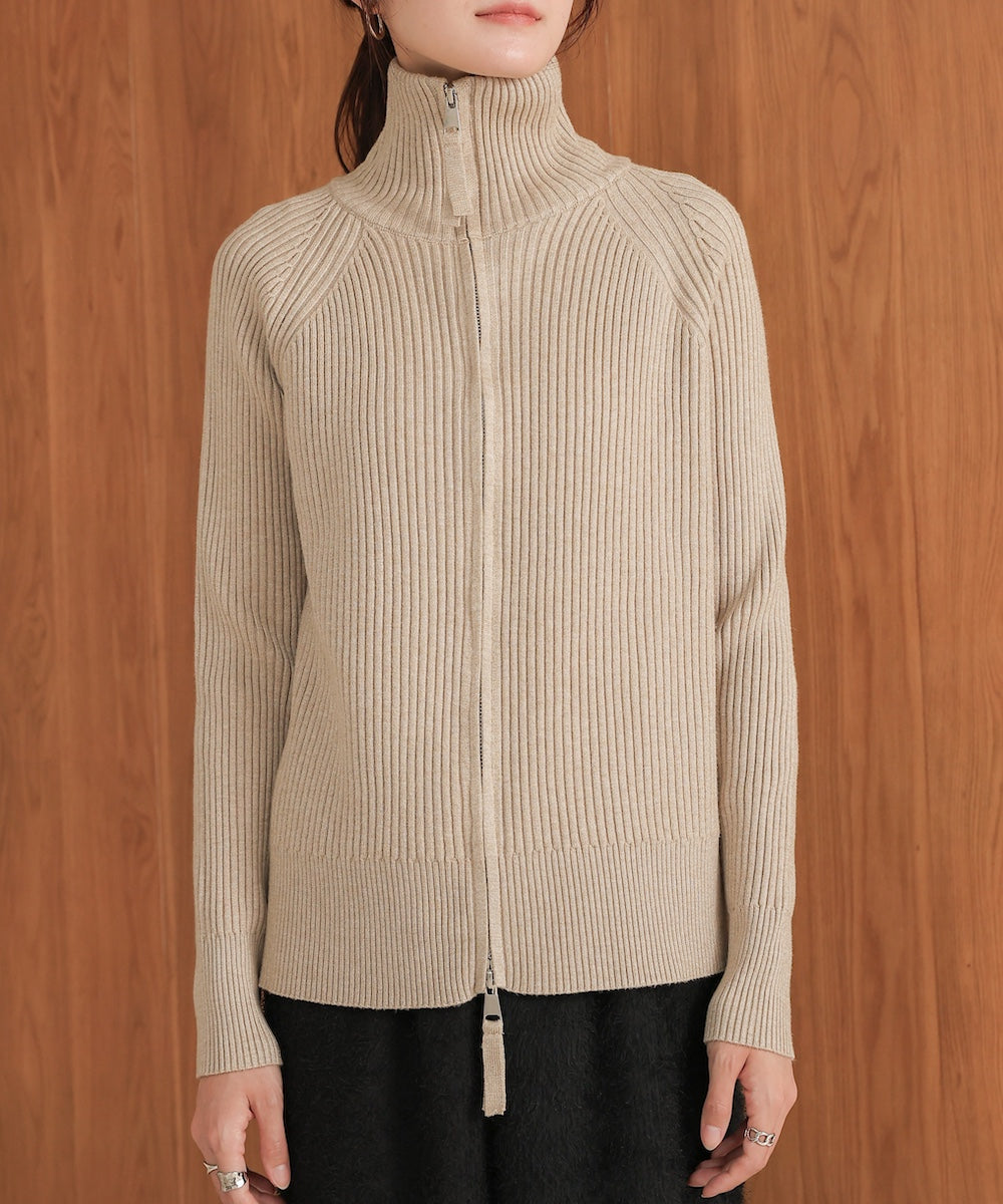 ［KNIT20％OFF］w zip rib knit cardigan