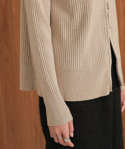 ［KNIT20％OFF］w zip rib knit cardigan