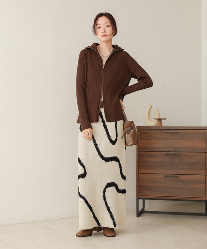 ［KNIT20％OFF］w zip rib knit cardigan