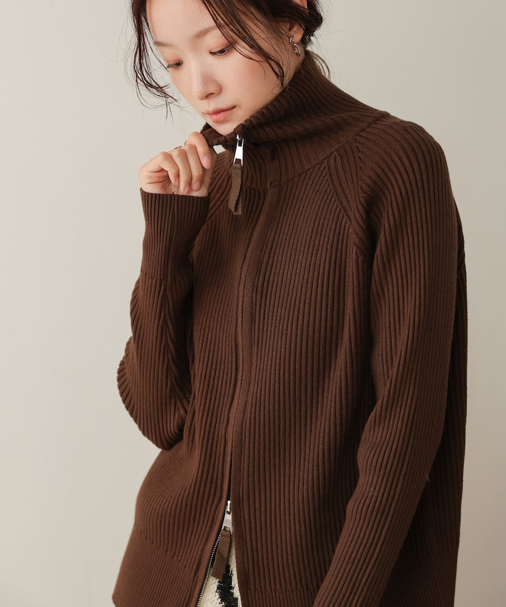 ［KNIT20％OFF］w zip rib knit cardigan