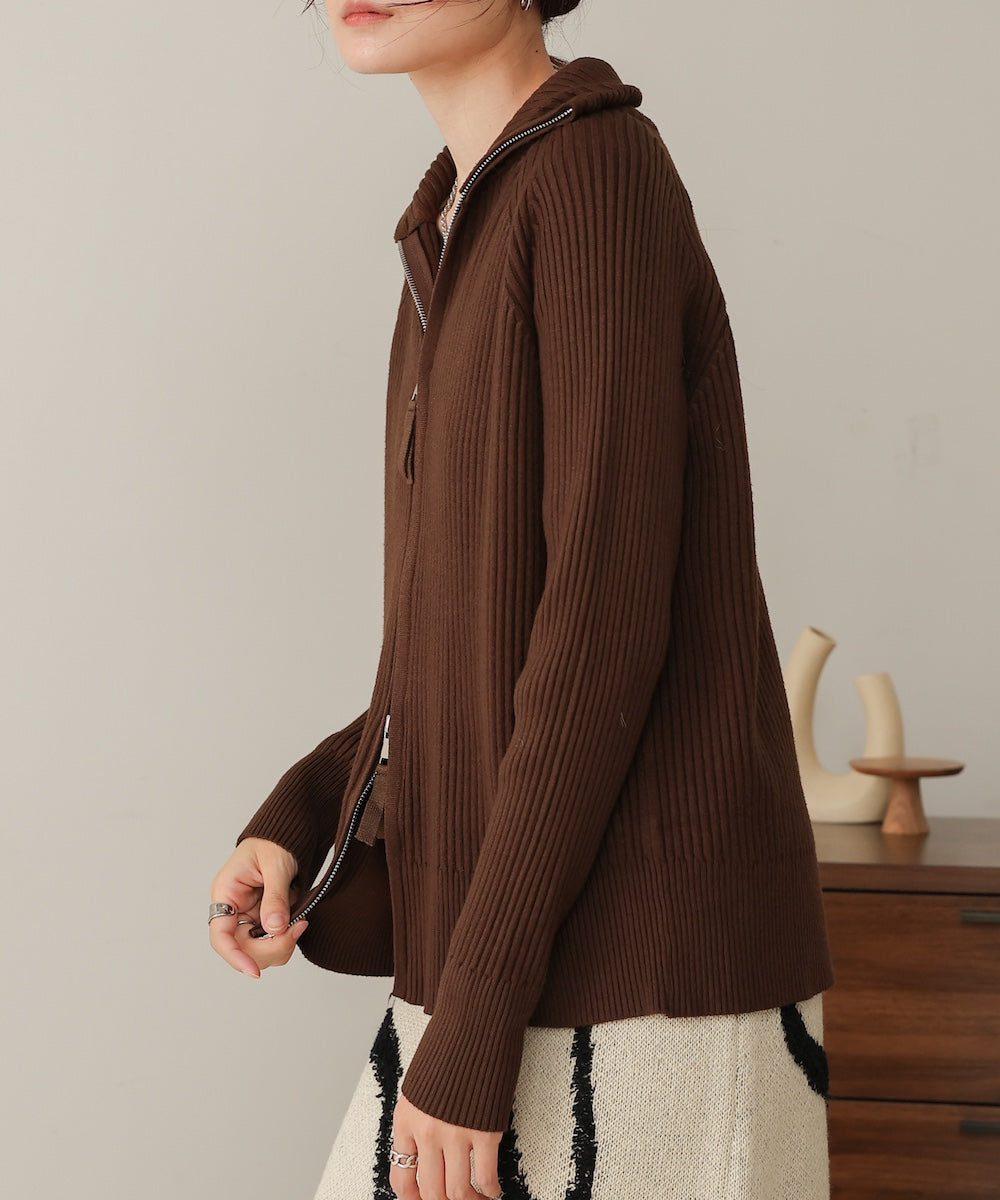 ［KNIT20％OFF］w zip rib knit cardigan