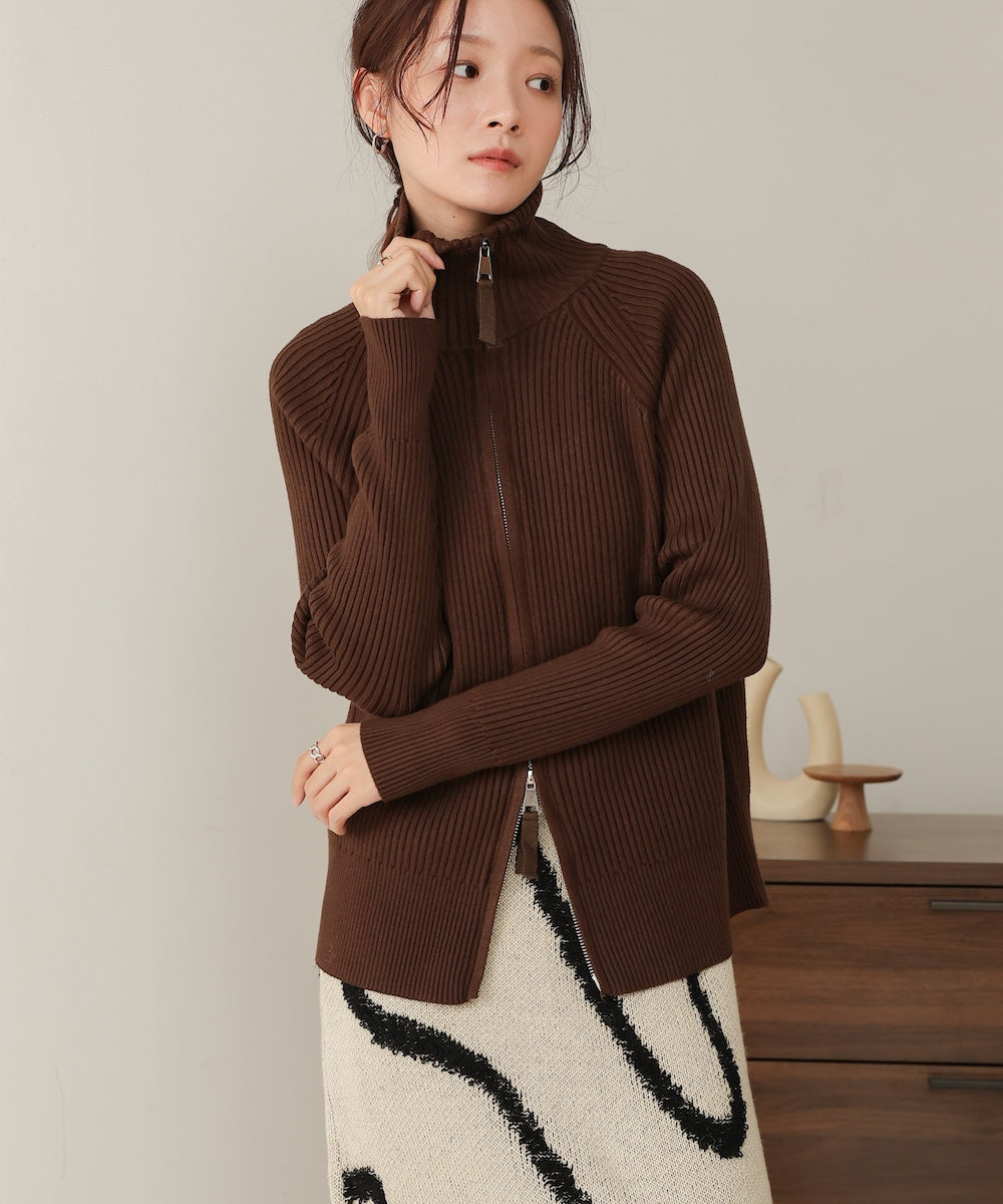 ［KNIT20％OFF］w zip rib knit cardigan