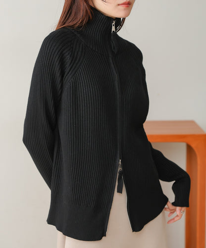 ［KNIT20％OFF］w zip rib knit cardigan