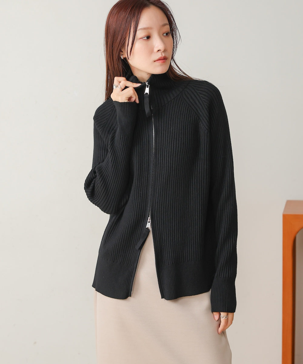 ［KNIT20％OFF］w zip rib knit cardigan