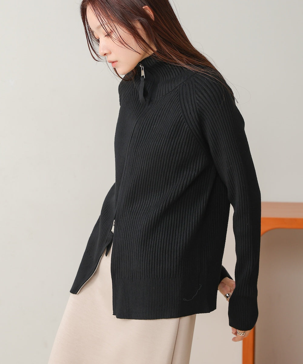 ［KNIT20％OFF］w zip rib knit cardigan