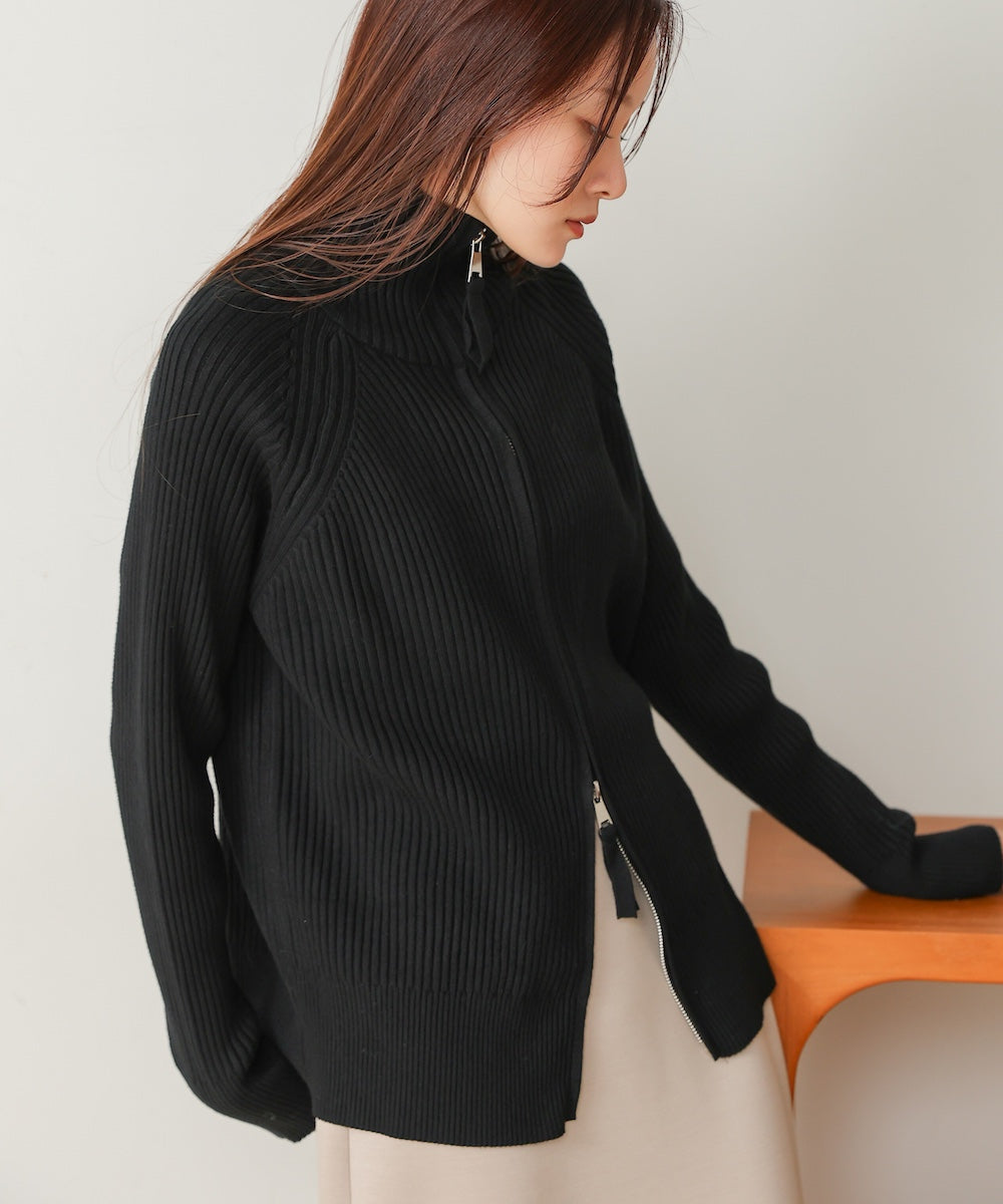 ［KNIT20％OFF］w zip rib knit cardigan